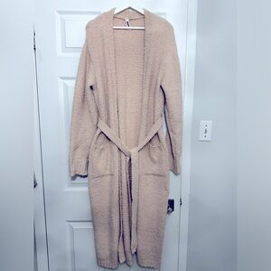 SKIMS Cozy Knit Long Robe Size S/M Soft Pink Peach Dusk